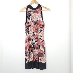 ⭐️White House Black Market Reversible Sheath Dress Floral Black Tie Back NWT S